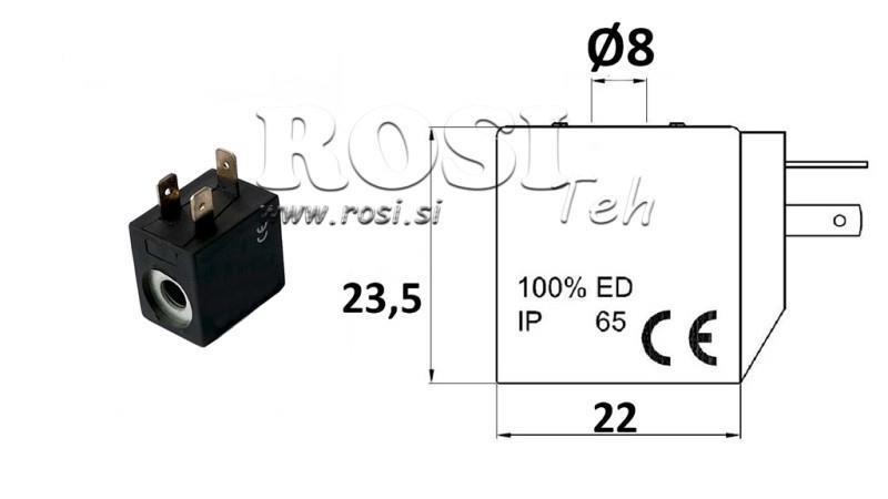 ELECTROMAGNETIC COIL 24VDC FOR VALVE - fi 8mm-23,5mm 2,8W