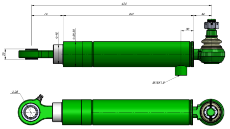 HIDRAULIČNI VOLANSKI CILINDAR JOHN DEERE  OEM-AL61553, AL34542, AL36565, AL112919, RE17356