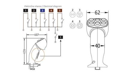 REMOTE LEVER ROSI JOYSTICK - 4 BUTTONS + BUTTON