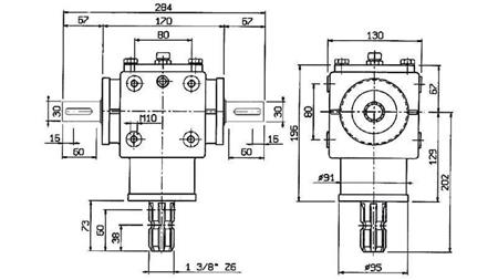 ANGULAR REDUCTOR PTO-R20T 1:2 (25HP-18kW)