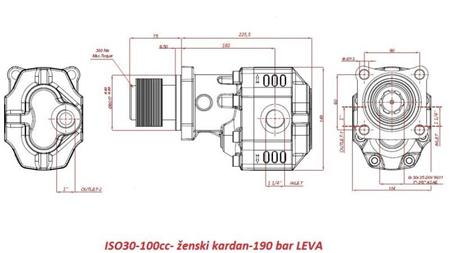 HIDRAULIČNA LITOLJEVANA PUMPA ISO30-100cc- ženski kardan-190 bar LIJEVA