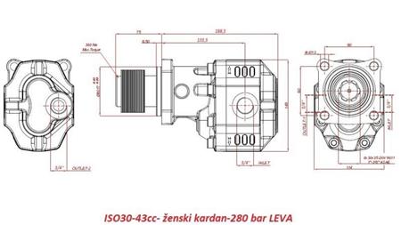HIDRAULIČNA LITOLJEVANA PUMPA ISO30-43cc- ženski kardan-280 bar LIJEVA