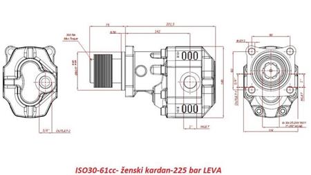 HIDRAULIČNA LITOLJEVANA PUMPA ISO30-61cc- ženski kardan-225 bar LIJEVA