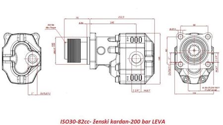 HIDRAULIČNA LITOLJEVANA PUMPA ISO30-82cc- ženski kardan-200 bar LIJEVA