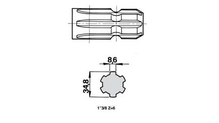 PTO SHAFT EXTENSION 13/8 18x22x5 - 6 TEETH