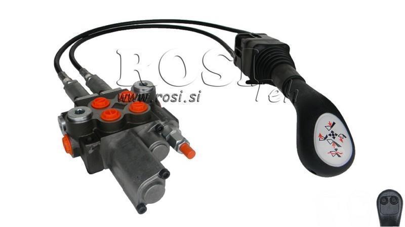 JOYSTICK  WITHOUT BUTTON WITH BRAIDED CABLE 1,5 met. AND HYDRAULIC VALVE 2xP40 lit.+ FLOATING