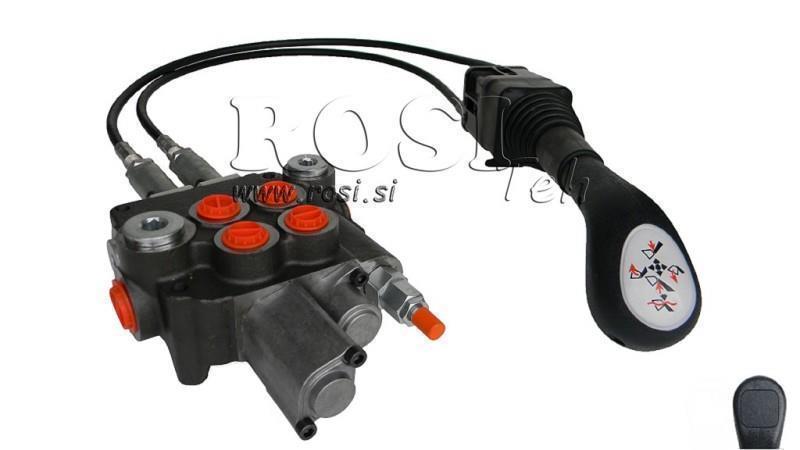 JOYSTICK  WITHOUT BUTTON WITH BRAIDED CABLE 1 met. AND HYDRAULIC VALVE 2xP80 lit.+ FLOATING