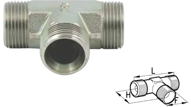 HYDRAULIC TEE FITTING BSP MALE-MALE 1/4