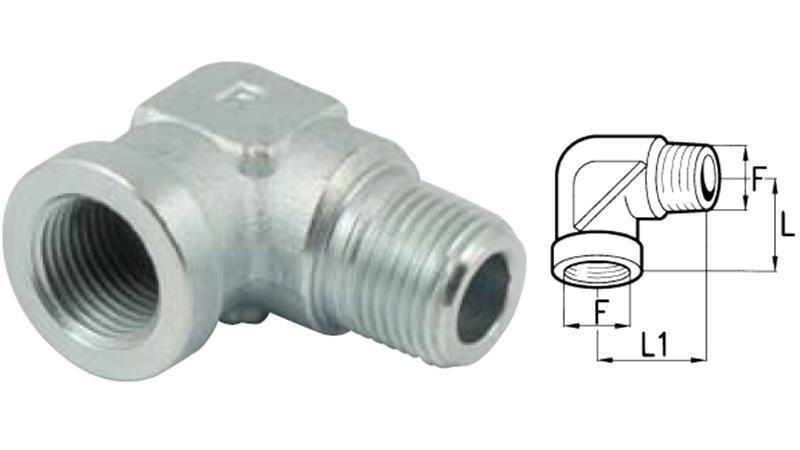 HYDRAULISCHER ANSCHLUSS KNIE 90° MÄNNLICH-WEIBLICH 3/8