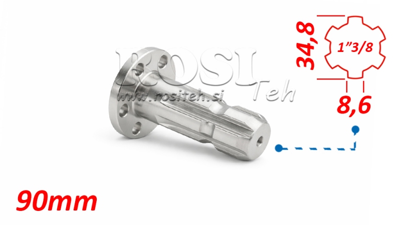 P.T.O. ADAPTER MED FLANGE 6 HULL  1 3/8