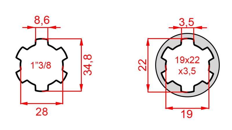 ΑΝΤΑΠΤΟΡΑΣ ΚΑΡΝΤΑΝ ΑΠΟ 19x22x3,5 (10 ΑΥΛΑΚΩΣΕΙΣ) ΣΕ 1-3/8 (120 mm)
