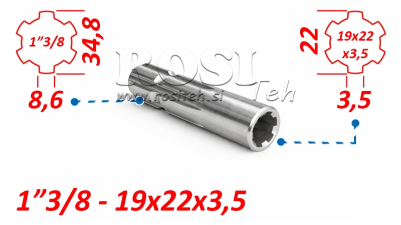 P.T.O. ADAPTER 13/8 19x22x3.5 10 tänder