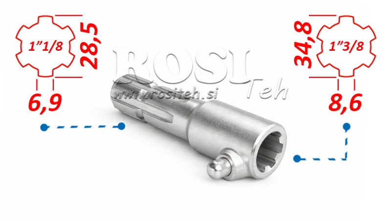 ATTACCAMENTO CARDANICO CON SPILLO da 1”3/8  su 1”1/8