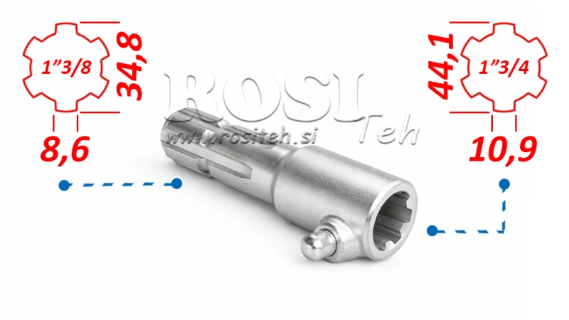 ADAPTADOR P.T.O. CON CLAVO de 1”3/4 a 1”3/8