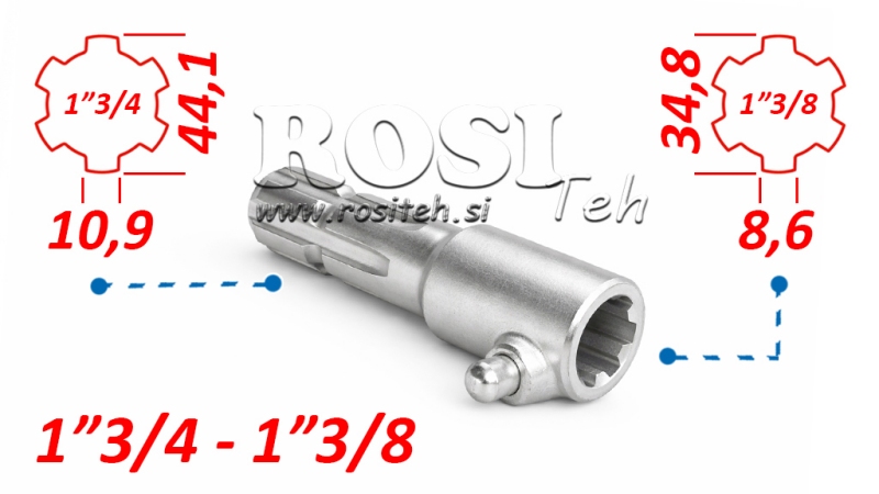 ADATTATORE CARDANICO CON PERNO DA 1-3/8 A 1-3/4 (165 mm)