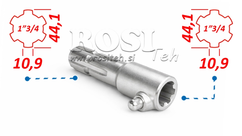 P.T.O. ADAPTERIS AR PINU no 1”3/4 līdz 1”3/4