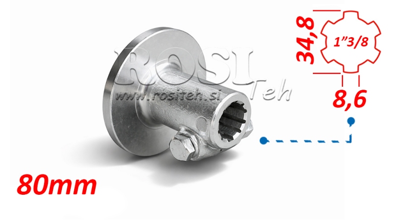 ADAPTADOR CARDÃ COM FLANGE E PINO 1-3/8 (80 mm)