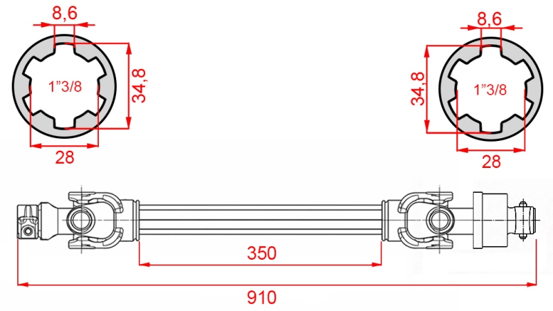 ECO KARDANSKA OSOVINA 910mm 30-75KS S PREKLOPNOM SPOJKOM