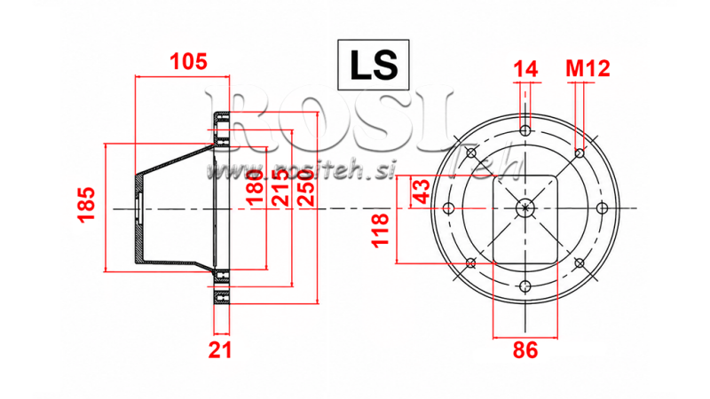 HIDRAULIČNA PRIRUBNICA - ZVON LS 250 (EM 2,2-4 kW / GR1)
