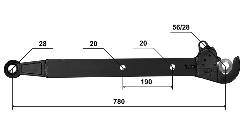 TRAKTOR UNTERLENKER FÜR DREI-PUNKT HYDRAULIK CBM 70x20 mm - 780mm BIS 75 PS