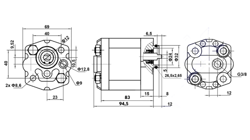 HYDRAULIC PUMP 10C4.8X302 4.8 CC RIGHT