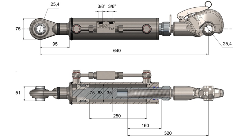 HIDRAULIČNA POTEZNICA AUTOMATSKA SA NAVOJEM - CAT. 2 - 63/35-250 (45-95 HP) (25,4 mm)