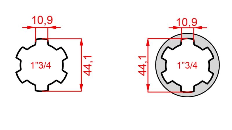ADAPTATEUR P.T.O. 1''3/4 à 1''3/4