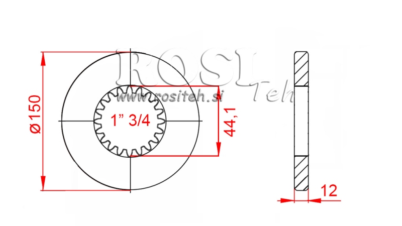 KARDANSKI ADAPTER S PRIRUBNICOM I KLINOM 1-3/4 (80 mm) (20 ZUBA)