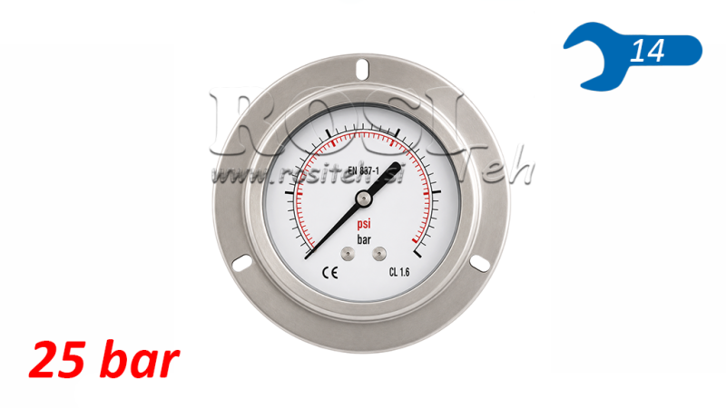 MANOMETAR DN63 REAR 0 - 25 BAR - 1/4