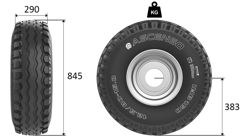 11,5/80-15,3 PNEUMATIKY BKT AW909 14pl S KOLESOM 9,00X15,3