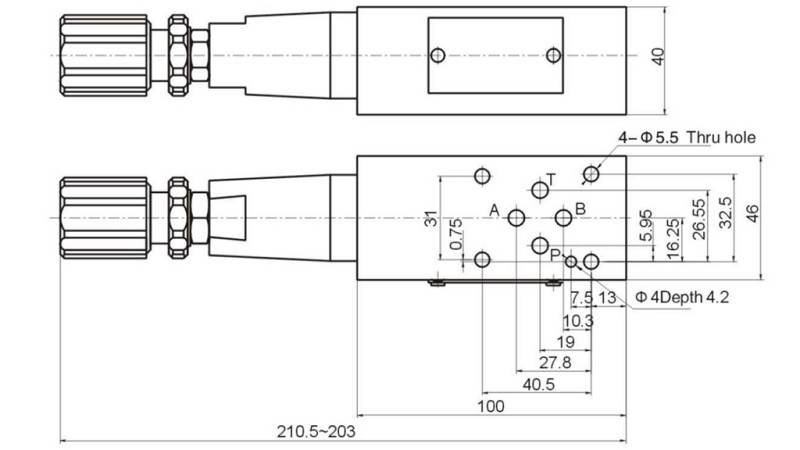 SAFETY VALVE CETOP 3 (PORT A) 15-315 BAR