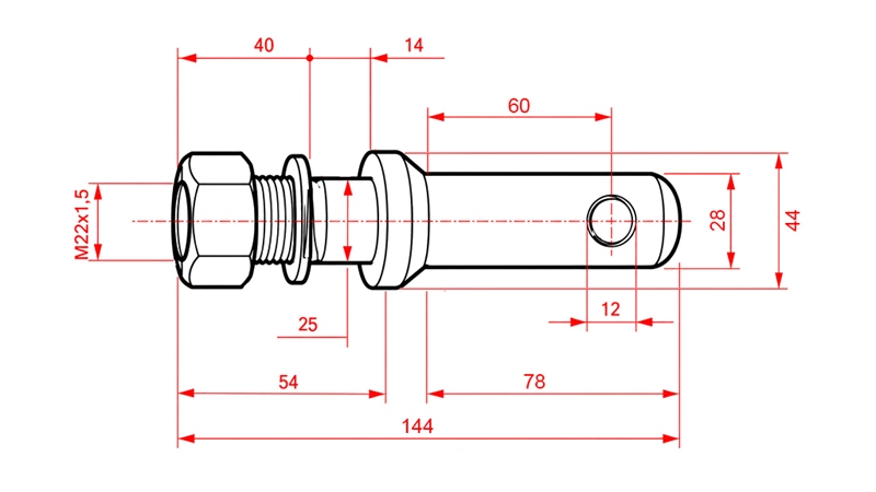 MONTAŽNI KLIN fi28mm Z NAVOJEM M22x1,5