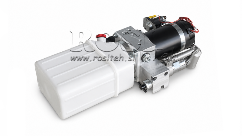 MINI HIDRAULIČNI AGREGAT 24V DC - 0,8kW = 0,5cc - 1,5 lit - JEDNOSMJERNI SKLOP SA RUČNOM PUMPOM (PVC)