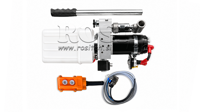 MINI HIDRAULIČNI AGREGAT 24V DC - 0,8kW = 0,5cc - 1,5 lit - JEDNOSMJERNI SKLOP SA RUČNOM PUMPOM (PVC)