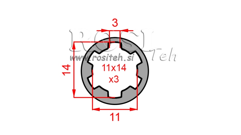 KARDANSKI ADAPTER ČAHURA 11x14x3 (6 ZUBA) (40 mm)