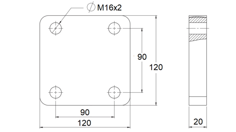 MOUNTING FLANGE FOR SWIVEL TOWING HOOK Φ42 IN HOUSING