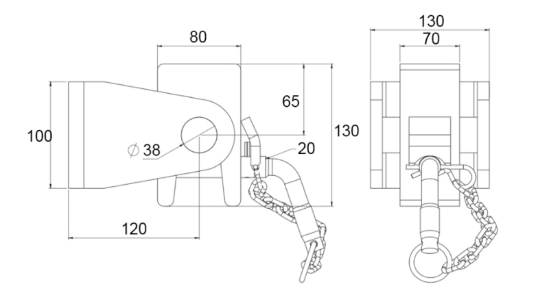 SUPORTE CAÇAMBA BASCULANTE 80x100 - TIPO FORQUILHA - ECO