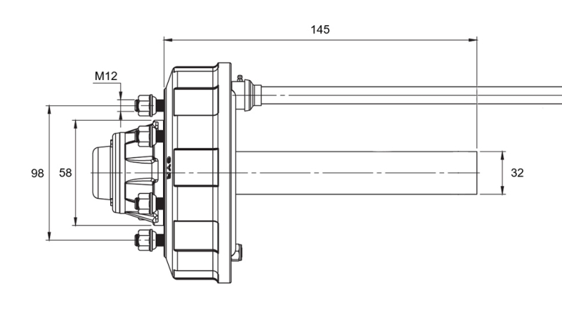 PUSASS AR BREMZĒM - 450 kg (4 SKRŪVES) - 145 mm