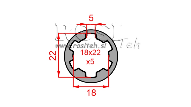 KARDANSKI ADAPTER ČAHURA 18x22x5 (6 ZUBA) (50 mm)