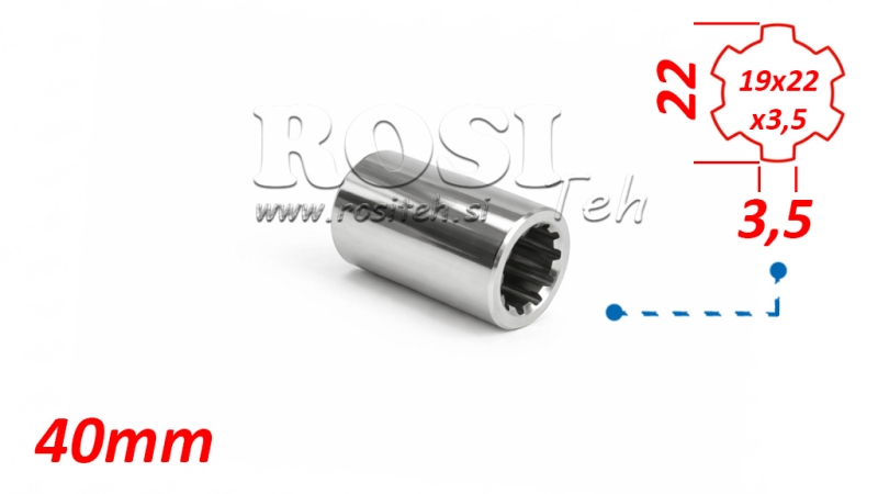 KARDANSKI ADAPTER ČAHURA 19x22x3,5 (10 ZUBA) (40 mm)