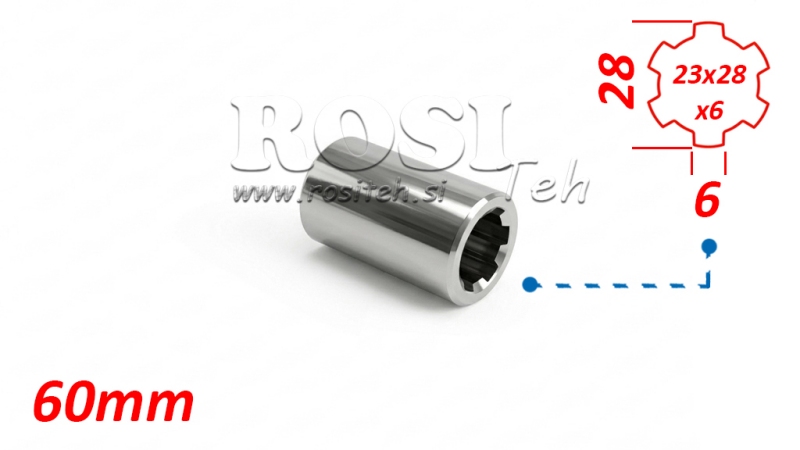 KARDANSKI ADAPTER ČAHURA 23x28x6 (6 ZUBA) (60 mm)
