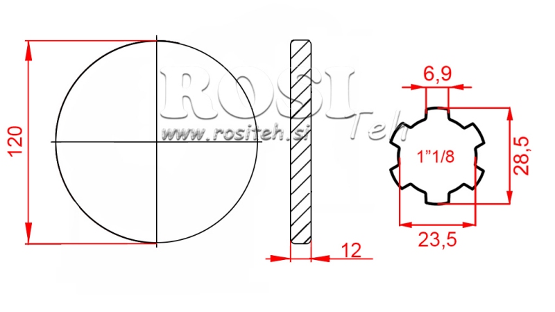 KARDANSKI ADAPTER S PRIRUBNICOM 1-1/8 (120 mm)