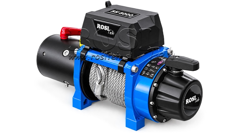 12 V ELEKTROMOS CSÖRLŐ RS-8000 - 3620 KG - ACÉLSODRONY KÖTÉL - ECO