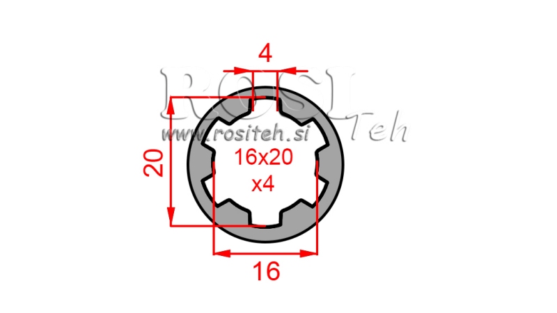 KARDANSKI ADAPTER ČAHURA 16x20x4 (6 ZUBA) (50 mm)