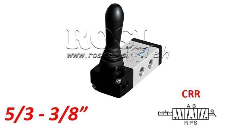 VALVOLA MANUALE PNEUMATICA 5/3 3/8 PRT-1053-CRR RITORNO MANUALE