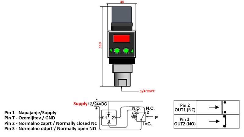 ELEKTRONISCHER DRUCKSCHALTER FL55 0-200 BAR (MAX.500BAR)