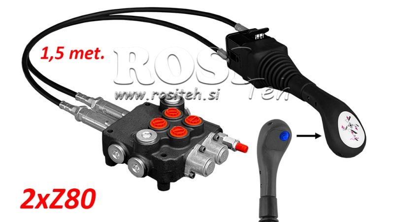 JOYSTICK 1x TIPKA - SAJLA 1,5 m + HIDRAULIČNI VENTIL 2xZ80