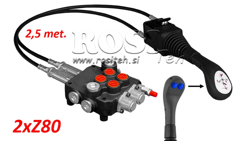 JOYSTICK 2x TLAČIDLO - BOWDEN LANKO 2,5 m + HYDRAULICKÝ VENTIL 2xZ80