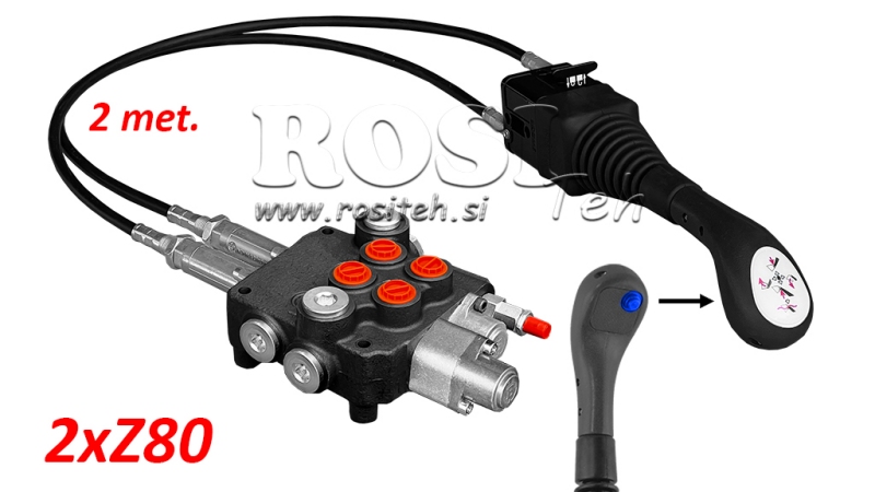 JOYSTICK 1x BUTON - CABLU BOWDEN 2 m + SUPAPĂ HIDRAULICĂ 2xZ80 + FUNCȚIE PLUTITOARE