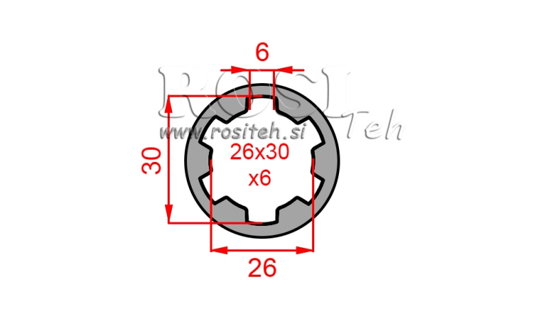 KARDANSKI ADAPTER ČAHURA 26x30x6 (6 ZUBA) (60 mm)